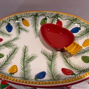 Christmas light bulb chip and dip serving platter Clay Art Vintage